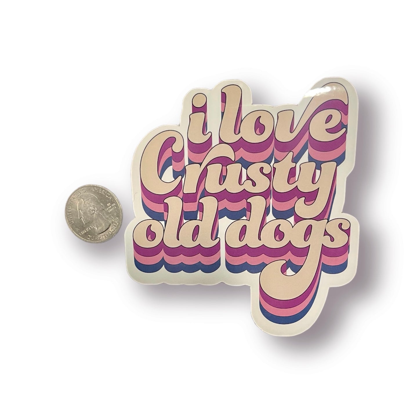 I Love Crusty Old Dogs Sticker