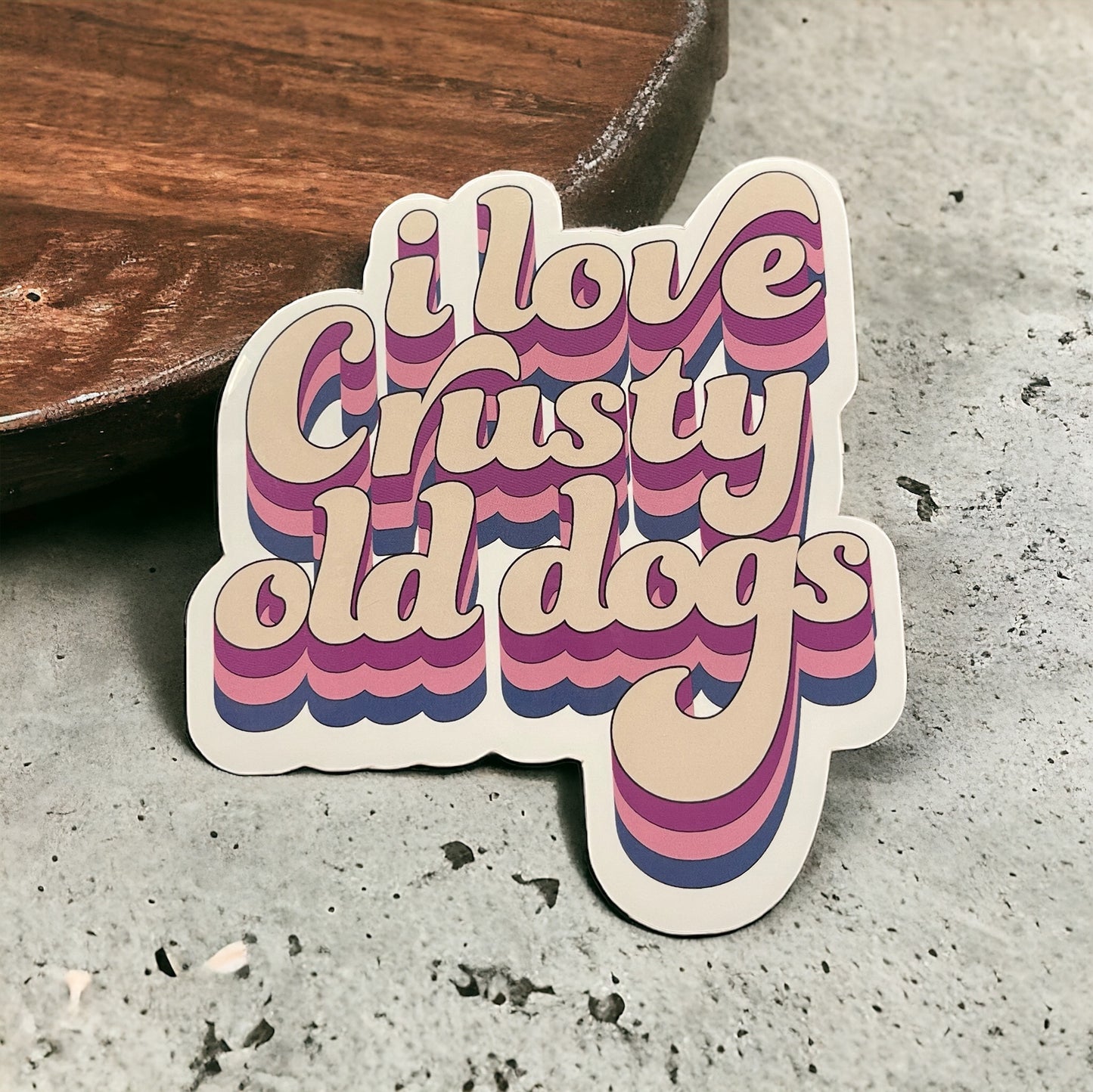 I Love Crusty Old Dogs Sticker