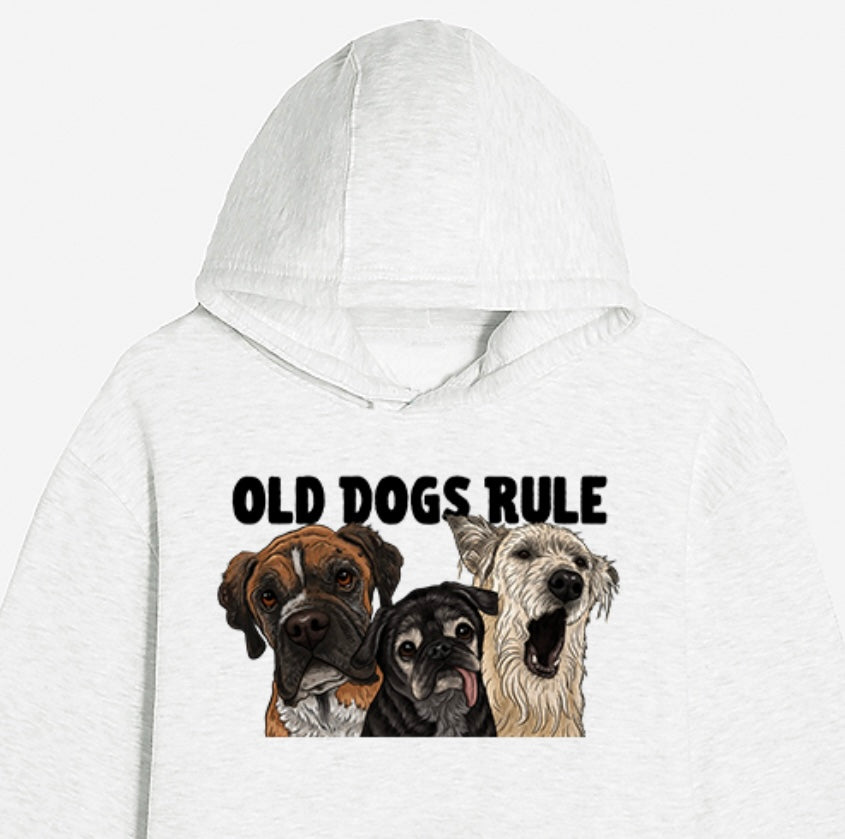 Old Dogs Rule Oatmeal Heather Hoodie (A6)