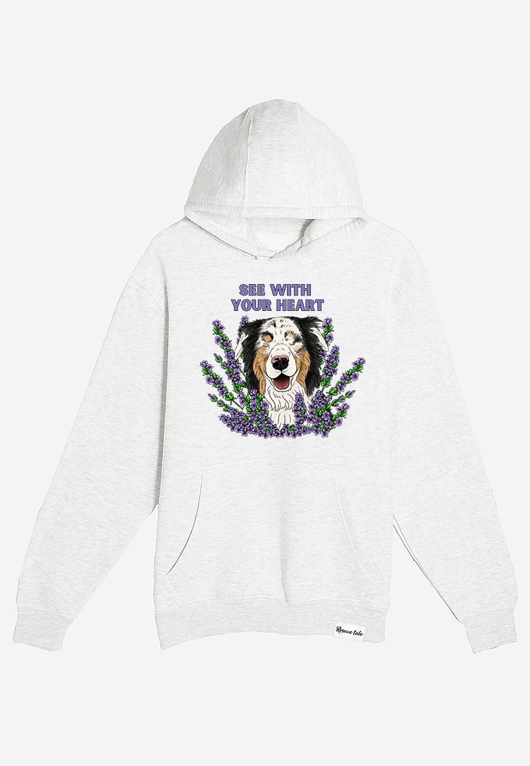 @Jubilee_The_Blind_Dog: See With Your Heart Oatmeal Heather Hoodie P12