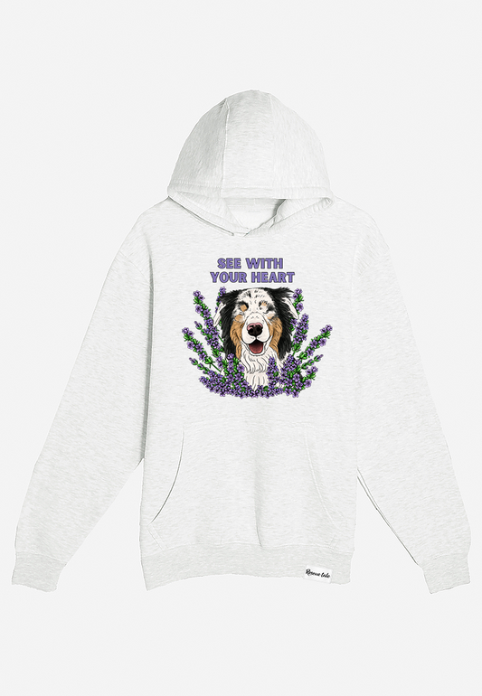 @Jubilee_The_Blind_Dog: See With Your Heart Oatmeal Heather Hoodie P12