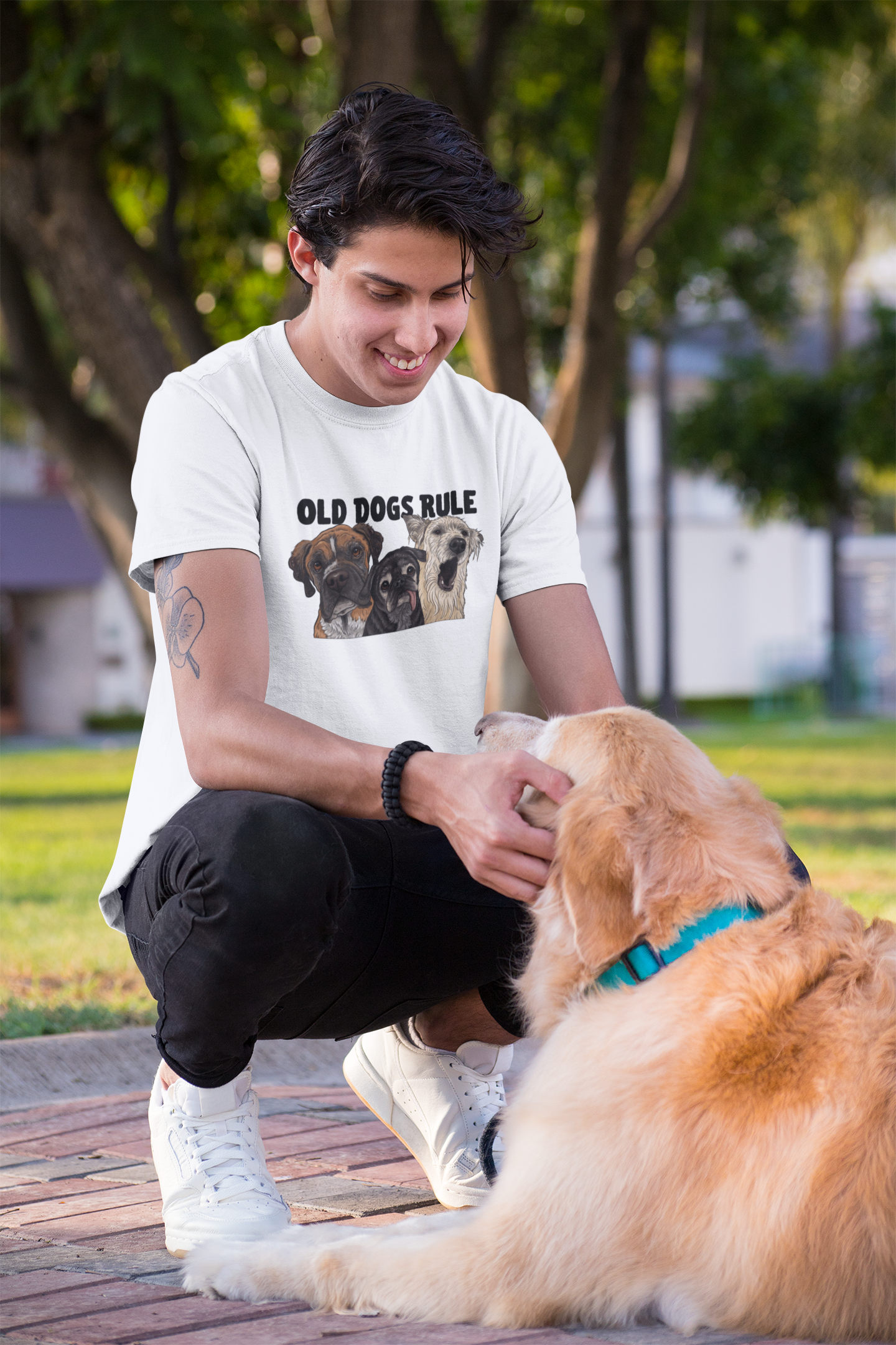 Old Dogs Rule White T-Shirt (A6)