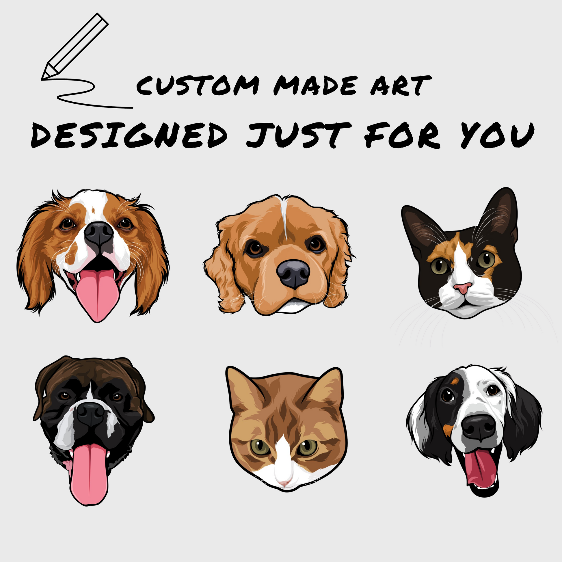 Custom Pet Portrait White T-Shirt Pocket Design (2 Pets)