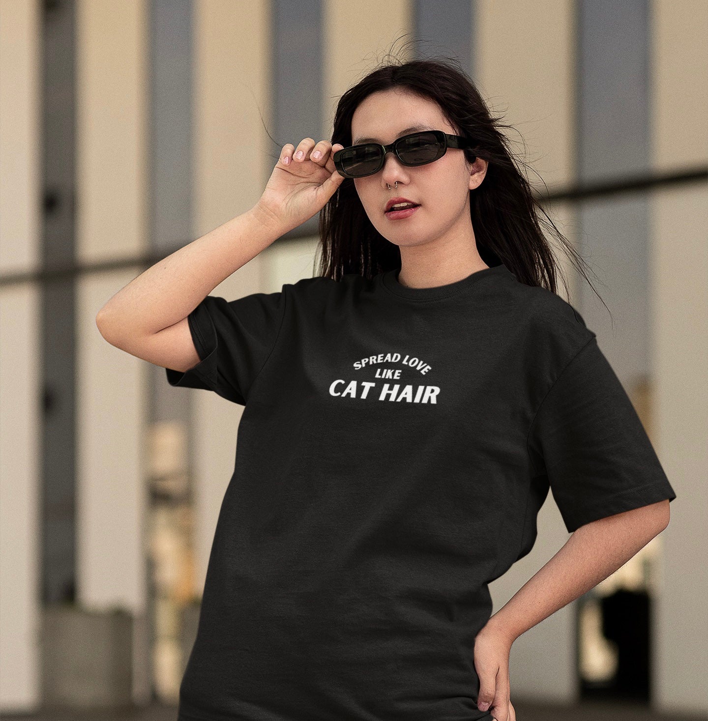 Spread Love Like Cat Black Hair T-Shirt (A15)